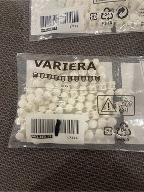 IKEA VARIERA White Cable Clips - Pack of 10 (2 Packs Shown)